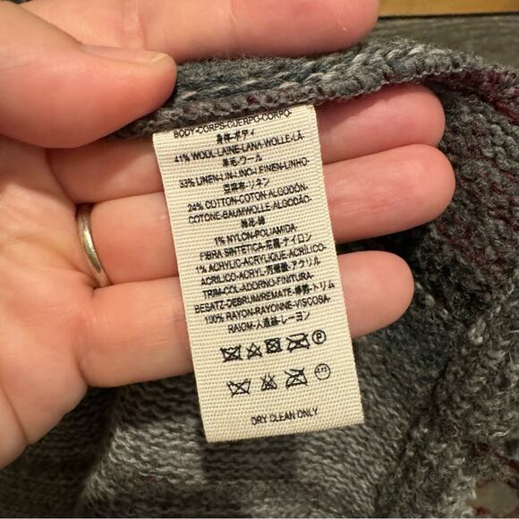 Free People Fringe Boho Blanket Poncho Sweater Duster Wrap Charcoal Gray XS/S - Picture 14 of 15